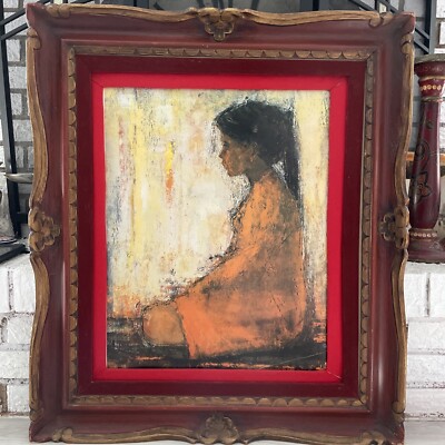 Christian Bjorn Larsen Litho 71 Kristina Girl in Thought Denmark Ornate Frame