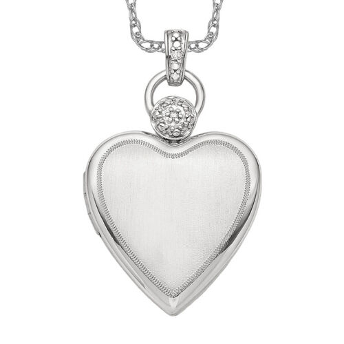 925 Sterling Silver Diamond Personalized Photo Locket Necklace Charm Pendant - Picture 1 of 11