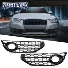 Fit For Audi A4 B8 B8.5 Allroad 09-15 Black Front Bumper Fog Light Grille Cover