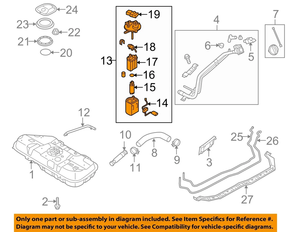 Used Fuel Pump fits: 2010 Kia Forte Pump Assembly tank mounted California emissi Foto 3 de 4