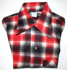 VTG 1980s UNUSED MEN'S 'PREST-RITE' COTTON FLANNEL PLAID SHIRT LONG SLEEVE M