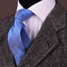 Contrast Daisies Floral Blue Dressy Fashion Skinny Woven Tie From B2B Shirts 3"