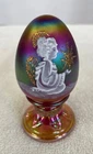 Fenton Hand Painted Angel Signed Art Carnival Glass Egg