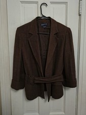 Jones New York Country L Blazer Jacket Linen Blend Career Brown K