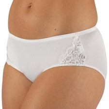 Shadowline Women's Nylon Hipster Panty with Lace Insert, White