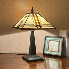 Tiffany Lamp Stained Glass Table Lamp 12x12x19 Inches Cream Color Tiffany Sty...
