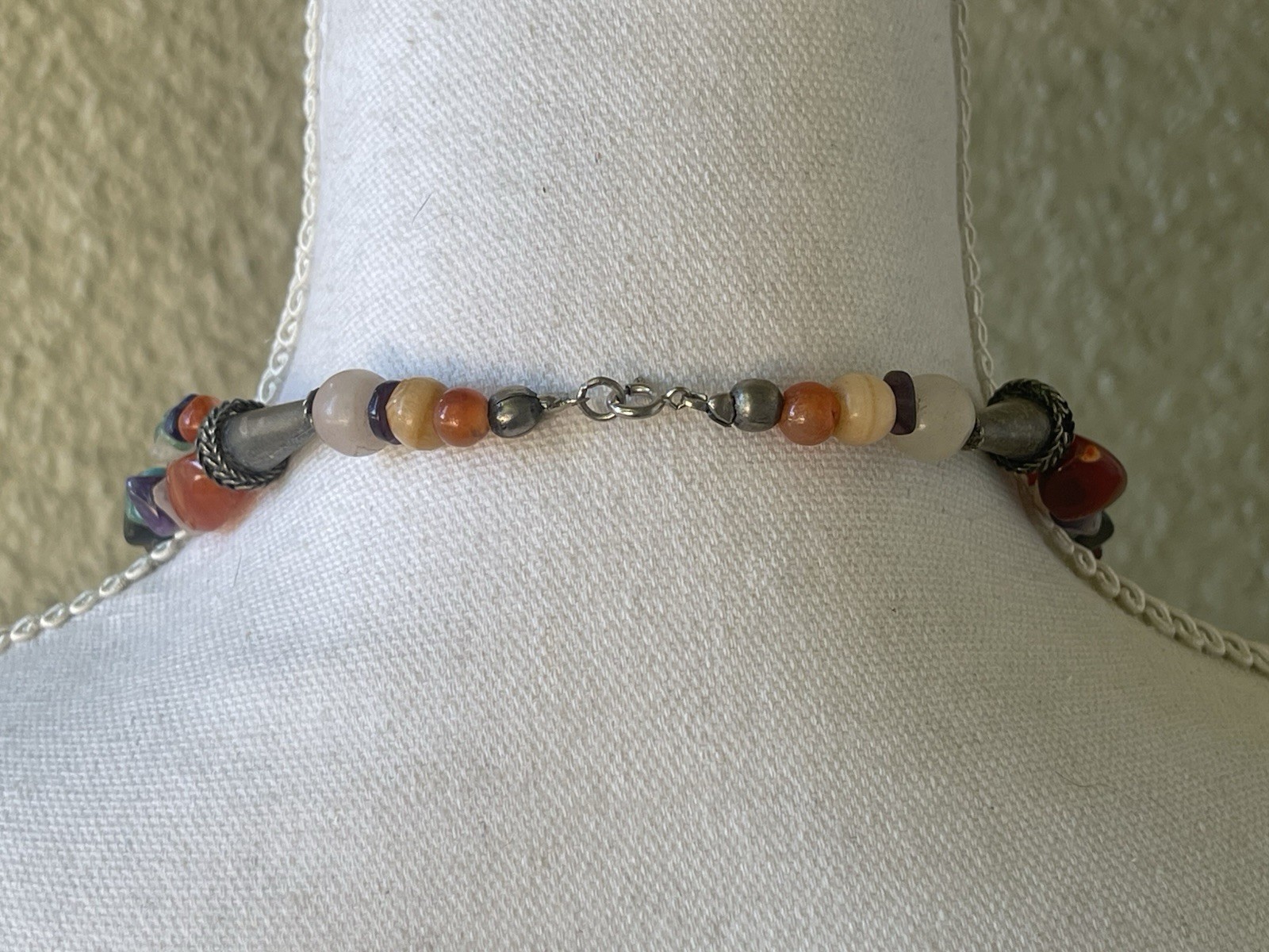 Boho Multi-Strand Stone Statement Necklace - image 4