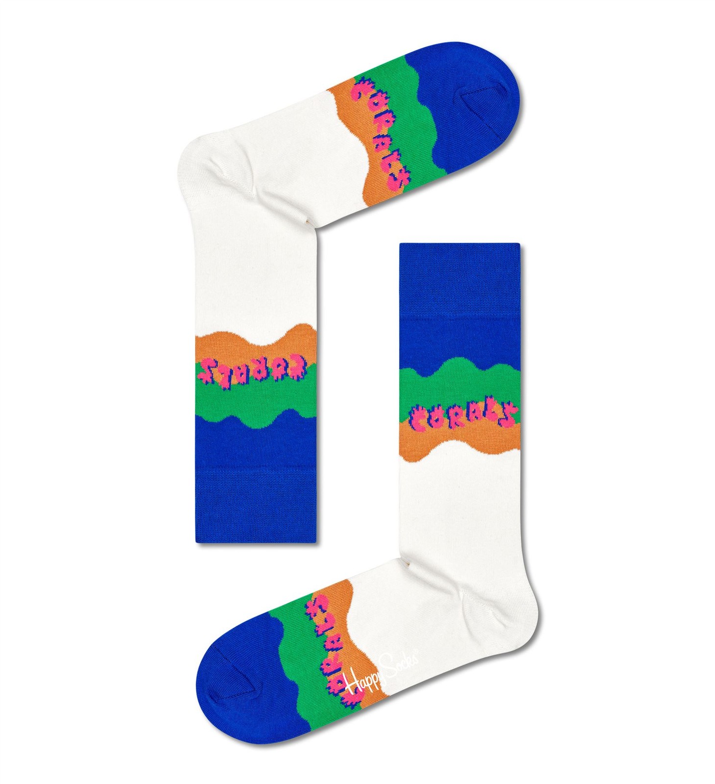 Happy Socks Crew Socks UK 7-11 Coral Reef Rescue