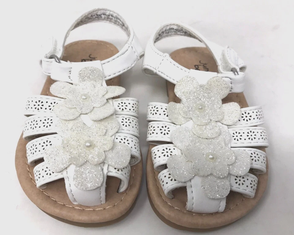 Sandalias blancas Jumping Beans para niñas pequeñas deslumbrantes talla: 10 137G Foto 2 de 4