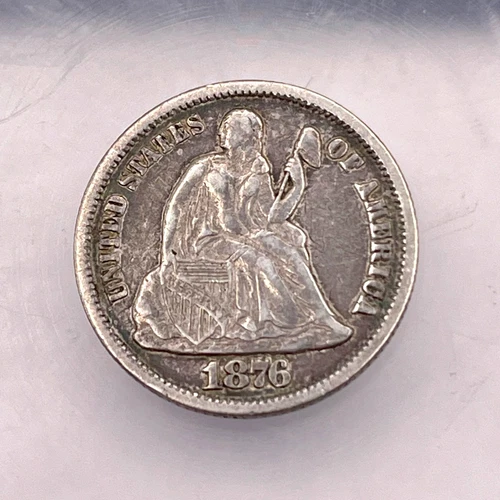 1876-CC Seated Liberty Dime XF - Carson City Mint