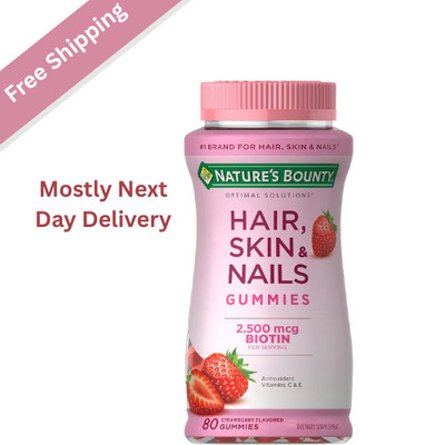 Nature's Bounty Optimal Solutions Hair, Skin & Nails Gummies Biotin 2500mcg 80ct