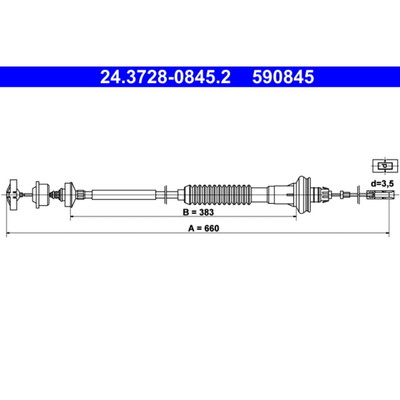 Seilzug Kupplungsbetätigung ATE 24.3728-0845.2 für Peugeot 206 CC