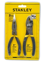 NEW Stanley 84-212 2PC 6" Long Nose & Slip Joint Pliers Set ~ Free Shipping