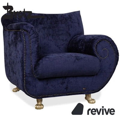 Bretz Gaudi Fauteuil Tissu Bleu Lila Aubergine Or Housse Neuve (Molino 545) - Photo 1/4