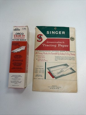 VINTAGE Orco Tack-It Pattern Marker Tool in Original Box & Singer Tracing Paper