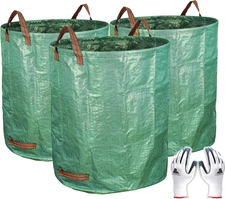 Gardzen 3-Pack 72 Gallon Yard Waste Bags, Reusable Heavy Duty Collapsible Garden