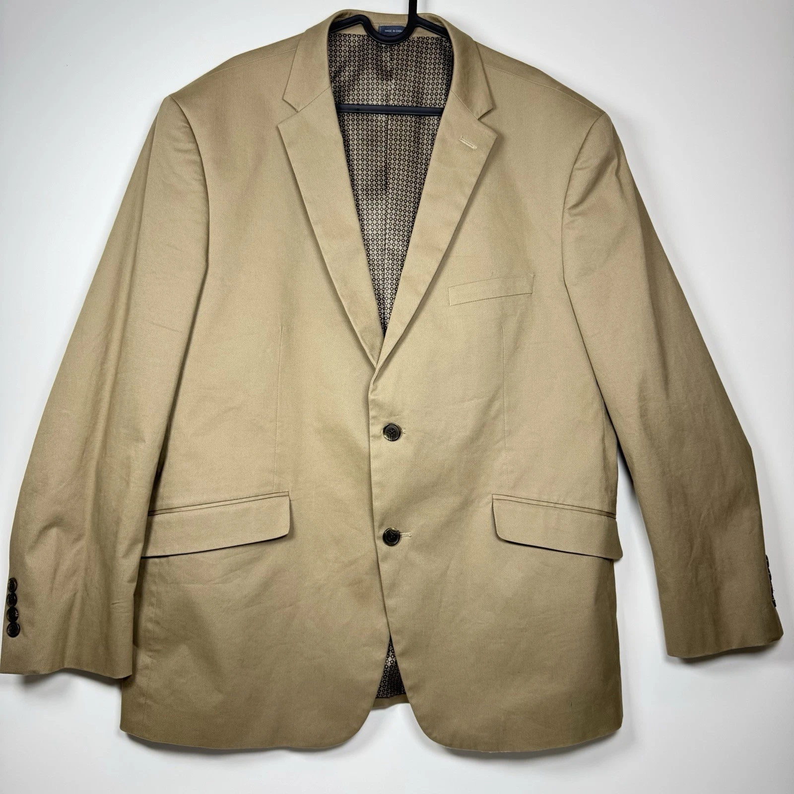 Madison Modern Fit Men’s Sport Coat Blazer 46/48 XL Beige Cotton Preppy