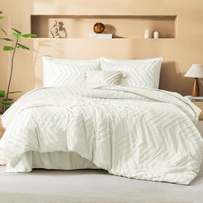 Ivory Queen Size Comforter Set with Sheets - 7 Pieces Bed in a Bag Queen Boho...