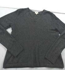 APT. 9 Sweater 100 Cashmere Women Size Medium Gray V-Neck Soft Pullover