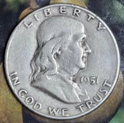 1951s 50C  Franklin Half Dollar circulated
