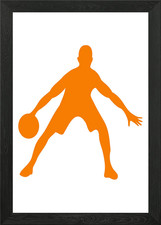 silhouettes basketball Framed Wall Art Poster Canvas Print Picture