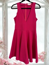 Lovers + Friends Pink Deep V Neck Sleeveless Skater Mini Dress Size S. 