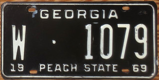 1969 Georgia License Plate Number Tag