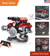 V8 Engine Model Kit that Work - 8-Cylinder Visible Engine Building Blocks Set...