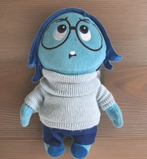 Disney Pixar Inside Out Sadness Plush Stuffed Doll Blue Sweater Glasses 12  EUC