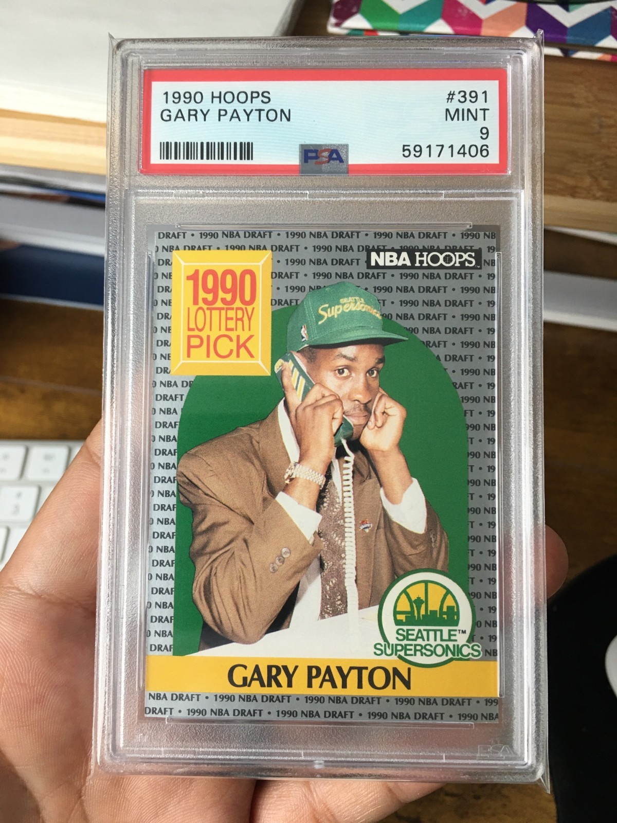 1990 Hoops Basketball Supersonics Gary Payton Rookie RC Card #391 PSA 9 MINT HOF