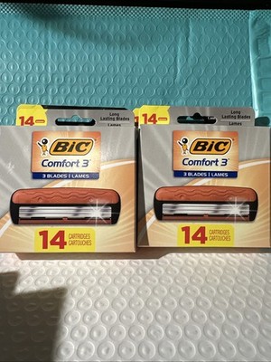 Set Of 2 BIC Comfort 3 Refillable Three-Blade Disposable Razors for Men- 28 Ttal
