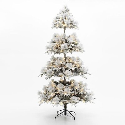 7.5 ft. Pre-Lit Flocked Slender Pine Artificial Christmas Tree