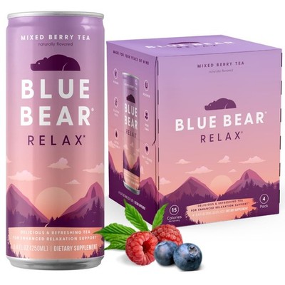Relax Mixed Berry Tea Ready-to-Drink Relaxation Beverage w/Chamomile, Lavende...