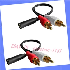 3.5MM FEMALE TO 2 RCA MALE STEREO AUDIO Y SPLITTER CABLE FOR TV PHONE 2 PACK