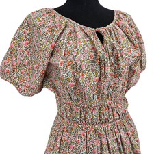 J.Crew Women Small Cinched Waist Puff Sleeve Dress Scattered Blooms Floral Mini