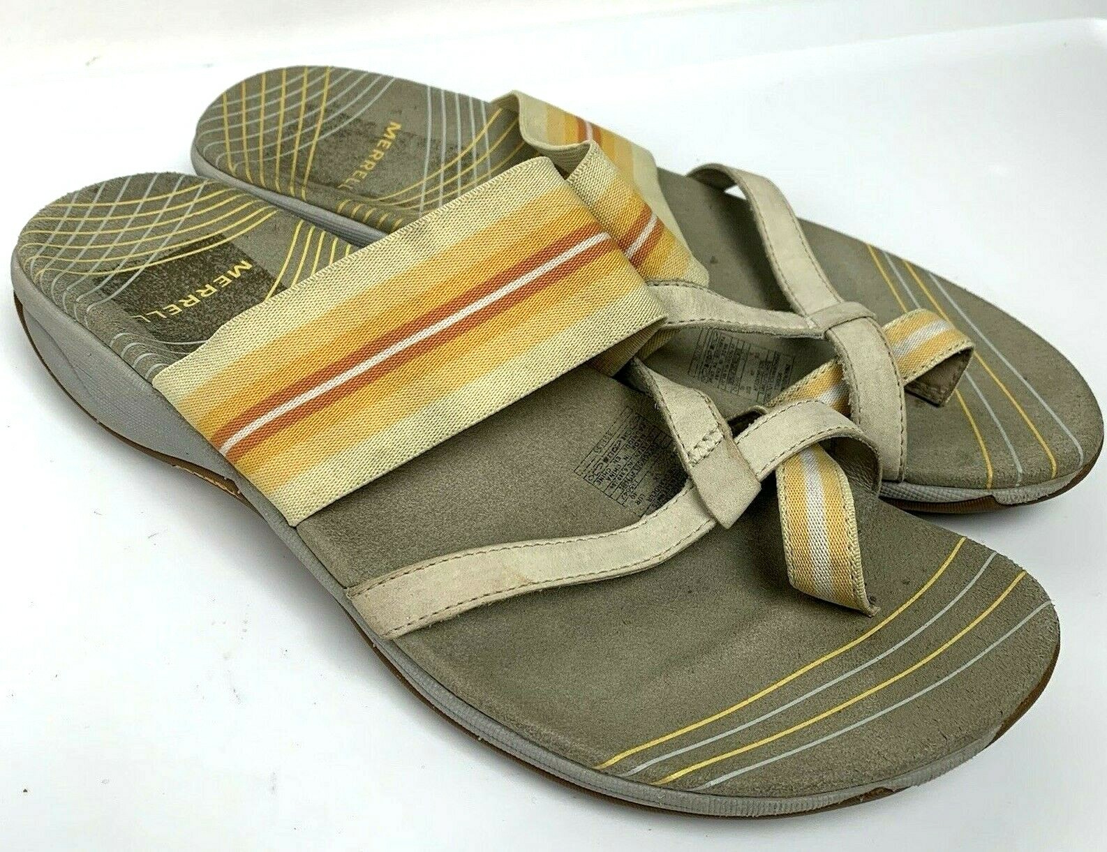 Sandali da donna MERRELL Zinnia lino argento pelle pinza elastica passante taglia 9