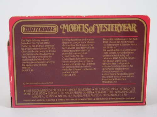 Matchbox Y 22 1930 Modelo A Ford Van Oxo - Imagen 11 de 12