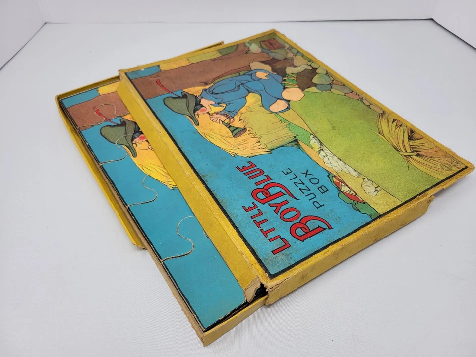 Antiguo (Juego de 3) Milton Bradley Little Boy Azul Puzzle Caja Cuentos de Hadas #4216 Foto 2 de 4