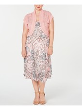 Signature By Robbie Bee Womens Pink Shrug Jacket Plus 20w