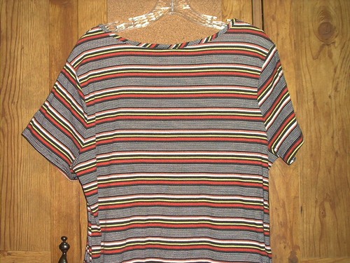 URBAN ROSE Striped Tunic Top 2 Side Ties Size 1X Lightweight Black Red Yellow - Picture 6 of 7