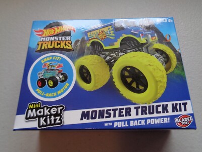 Hot Wheels Monster Truck Bausatz Build it Pull Back Power 3ins zusammengebaut NEU