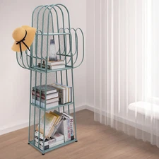 4-Tier Bookshelf Cactus-shaped Storage Organizer Freestanding Display Shelf