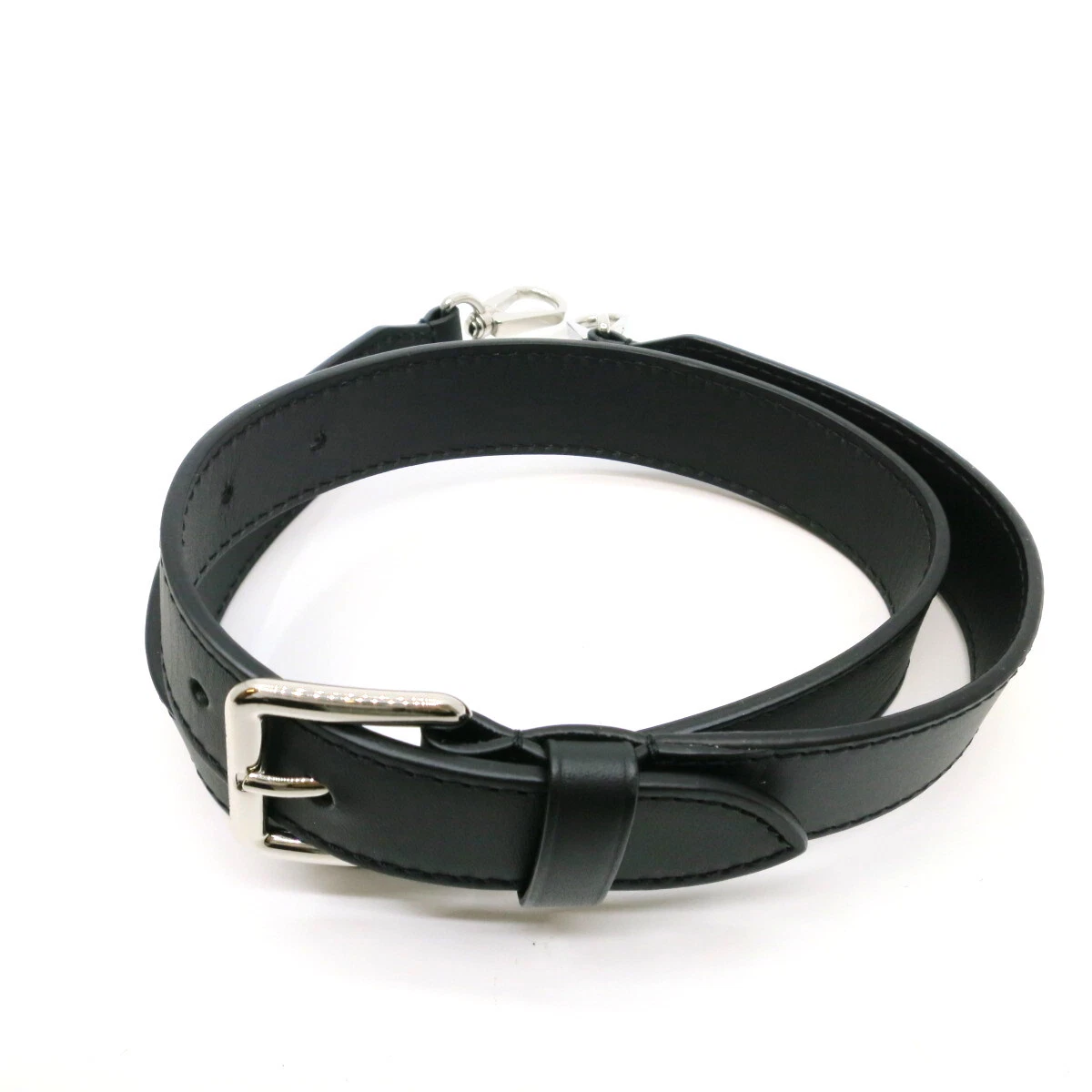 Authentic LOUIS VUITTON Smooth Shoulder Strap Black Leather 