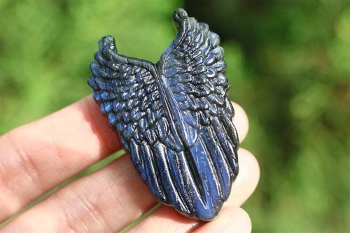 2" Natural Labradorite Carved wing Home decor Reiki Heal Figurine Decor gift 1PC - Picture 10 of 10
