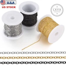 16.4ft Bulk Stainless Steel Cable Chain Link for DIY Necklace Jewelry Making USA