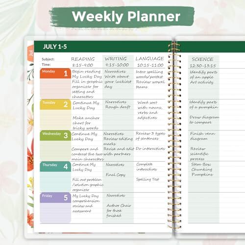 Teacher Planner 2024-2025 Academic Year, Jul. 2024 - Jun. 2025, 8.5" x Floral - Picture 5 of 6