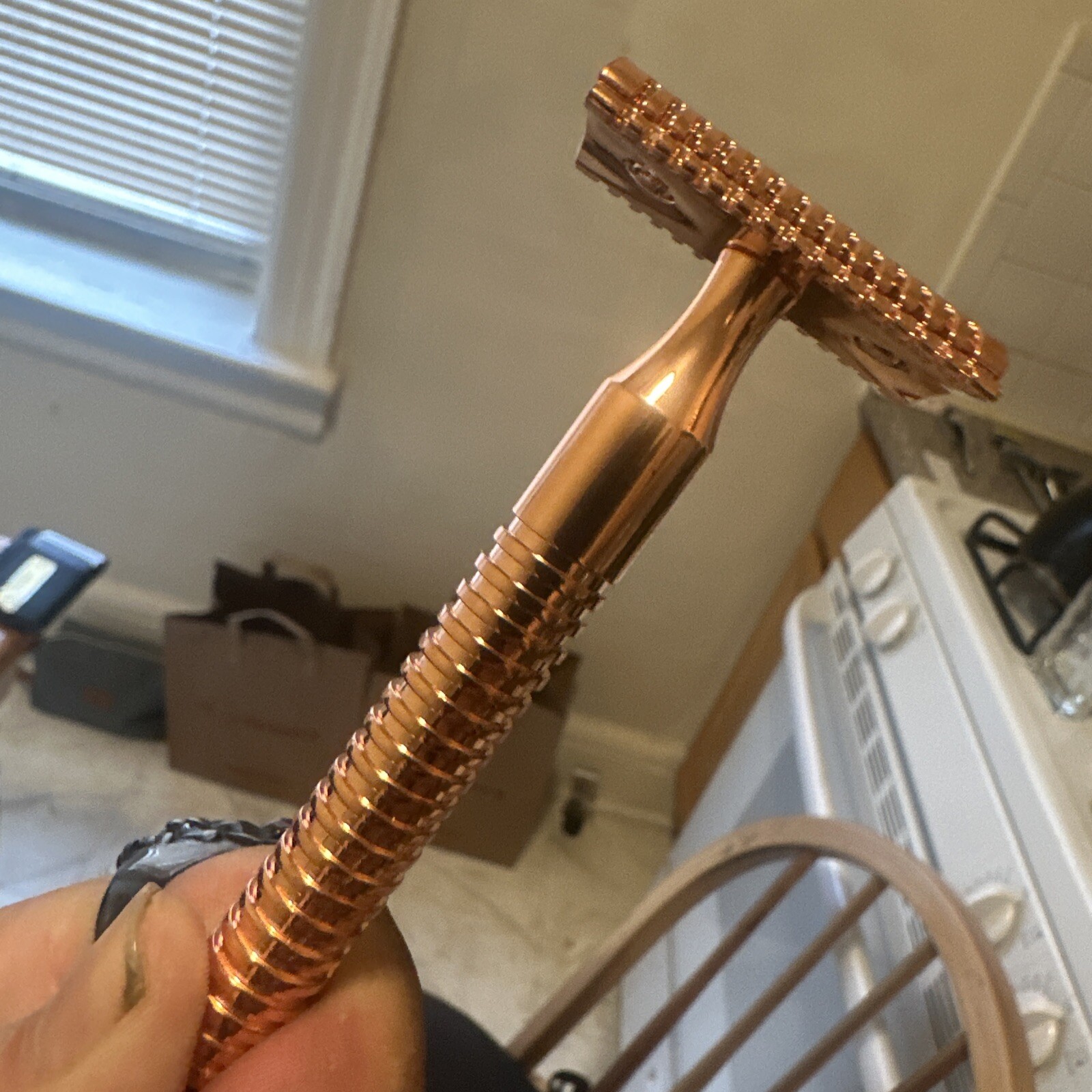 Yaqi Rose Gold Razor Kit With Copper Shaving Bowl, Omega Brush, 5 Rockwell Blds.
