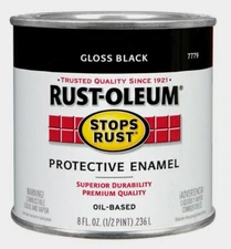 Rust-Oleum GLOSS BLACK 0.5 pt Stops Rust PROTECTIVE ENAMEL Oil-Based 7779-730