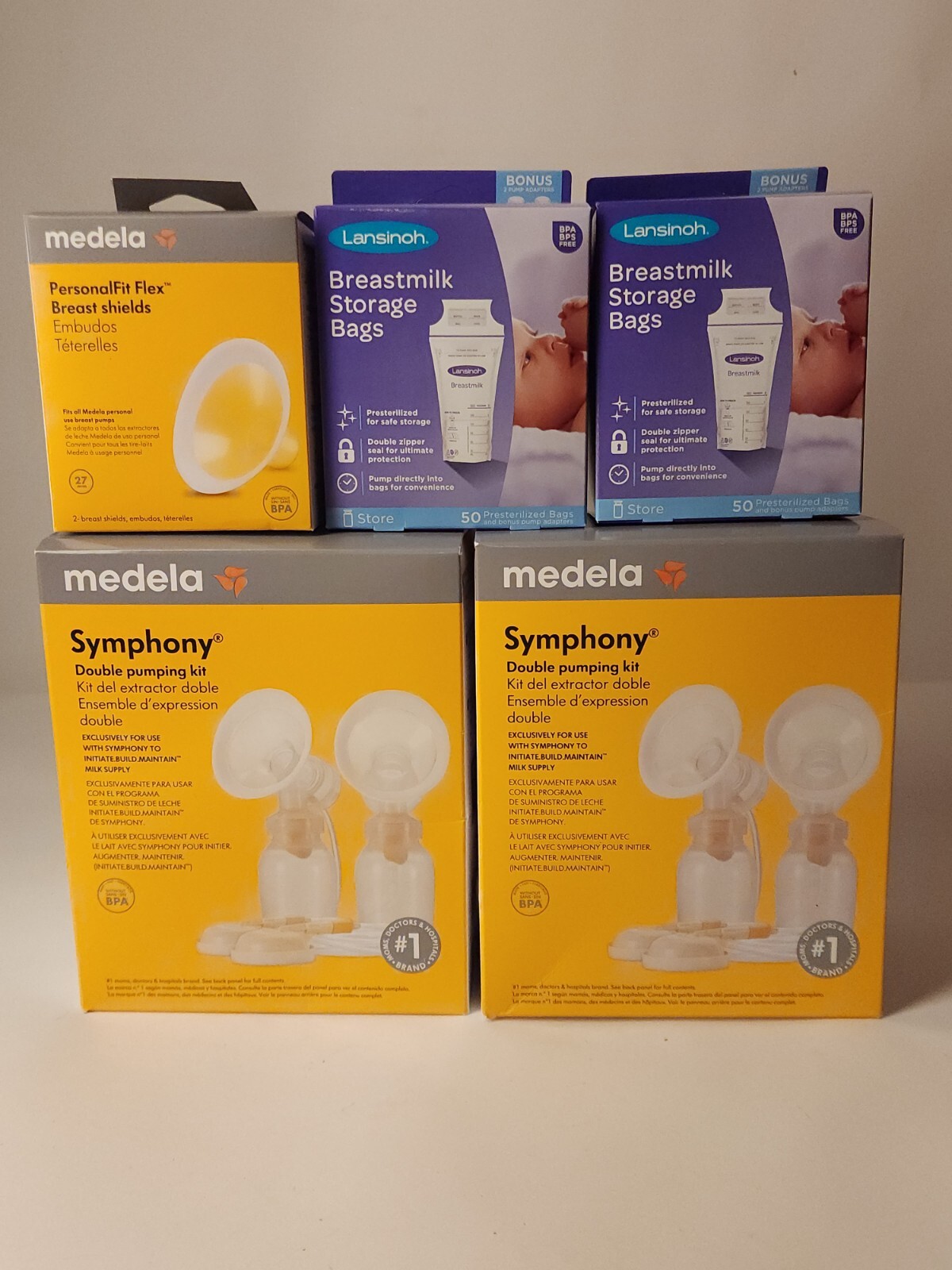 Medela Breast Pump ACCESSORIES Bundle!!! 5 NIB Items! (Symphony, Lansinoh)-image