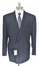 NWT BRIONI Penne Blue Wool Double Breasted Peak Lapel Sport Coat 48 S EU 58 